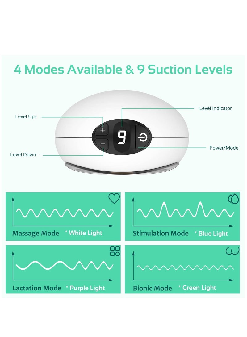 Wearable Breast Pump Hands Free, Portable Electric Double Breast Pump With 4 Modes And 9 Levels Adjustable Painless Strong Suction Power, LCD Display, Low Noise And Memory Function, 16-24mm, 1 Pack - Image 3