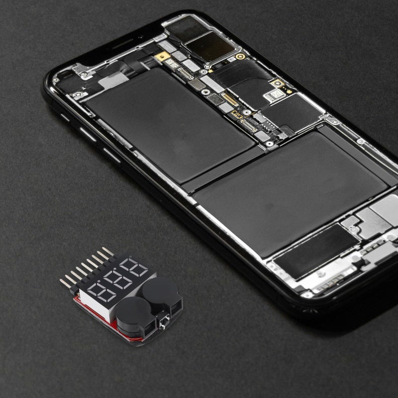 اختبار بطارية ليثيوم بوليمر 1-8S مع عرض رقمي للجهد ومنبه صوتي لانخفاض الجهد - Image 4