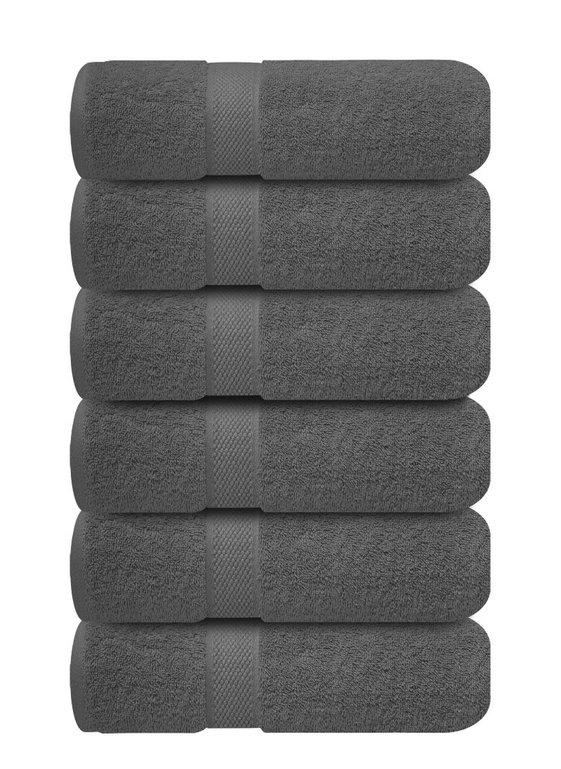Infinitee Xclusives Premium Dark Grey Hand Towels - Pack of 6, 16 x 28" (41 x 71cm) Bathroom Hand Towel Set, Hotel & Spa Quality Hand Towels for Bathroom, Highly Absorbent and Super Soft Bathroom Towels by Infinitee Xclusives  - Image 1