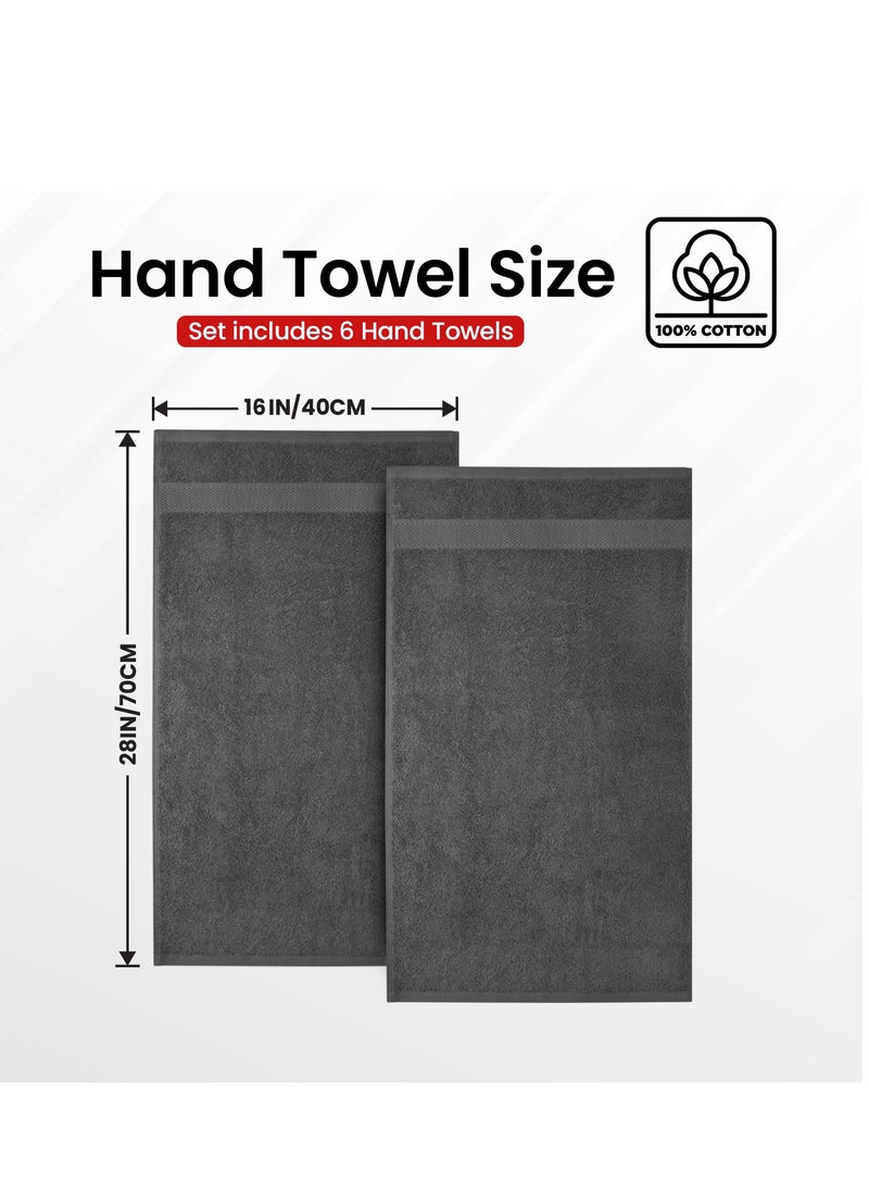 Infinitee Xclusives Premium Dark Grey Hand Towels - Pack of 6, 16 x 28" (41 x 71cm) Bathroom Hand Towel Set, Hotel & Spa Quality Hand Towels for Bathroom, Highly Absorbent and Super Soft Bathroom Towels by Infinitee Xclusives  - Image 2
