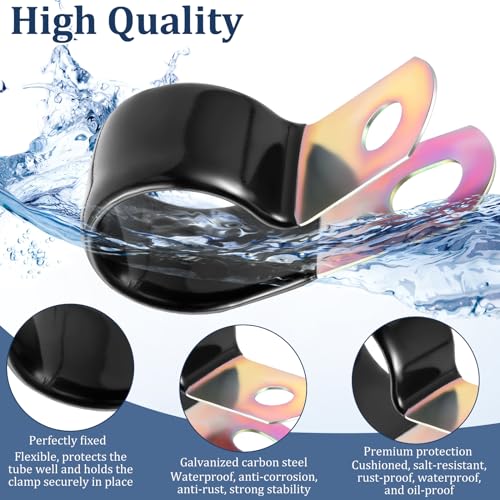 Tandefio 50 Pack Vinyl Coated Cable Clamps Galvanized Steel Cable Metal Wire Rubber Cushioned Insulated Hose Pipe Clamp for Tube Lines Wire Cord Installation(3/4 Inch, 20mm) - Image 3