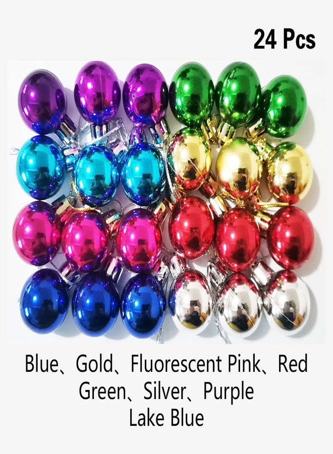 Fanghui Colored Set of 24 Mini Christmas Balls Ornaments Mini Glitter Christmas Ball Door Wall Xmas Tree Shatterproof Christmas Hanging Balls Wedding Mardi Gras Party Decoration Supplies - Image 2