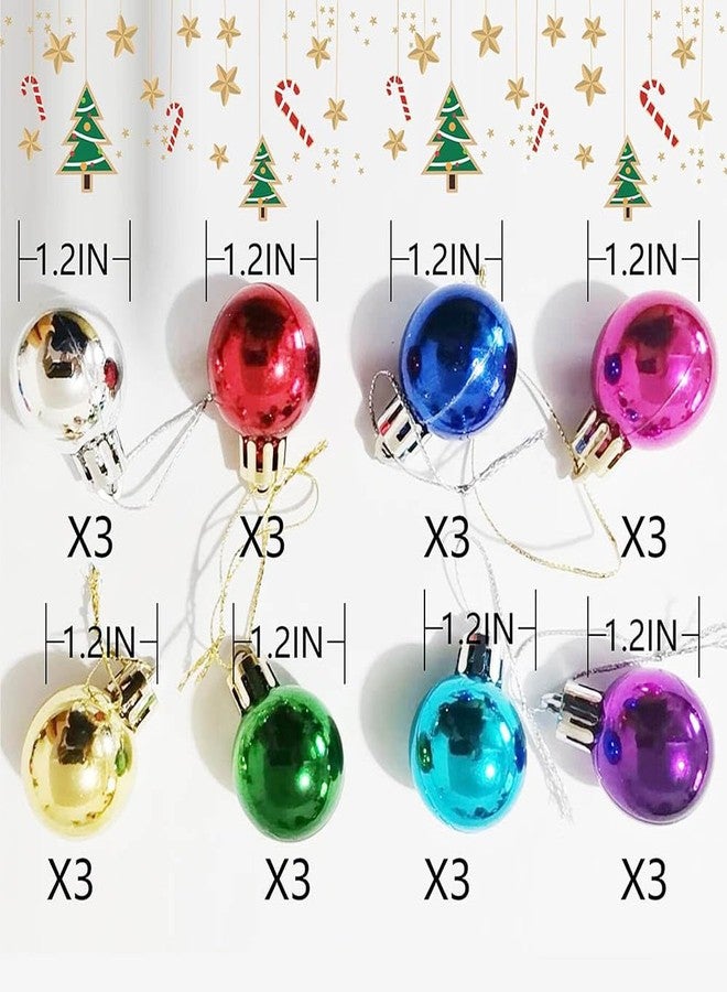 Fanghui Colored Set of 24 Mini Christmas Balls Ornaments Mini Glitter Christmas Ball Door Wall Xmas Tree Shatterproof Christmas Hanging Balls Wedding Mardi Gras Party Decoration Supplies - Image 3