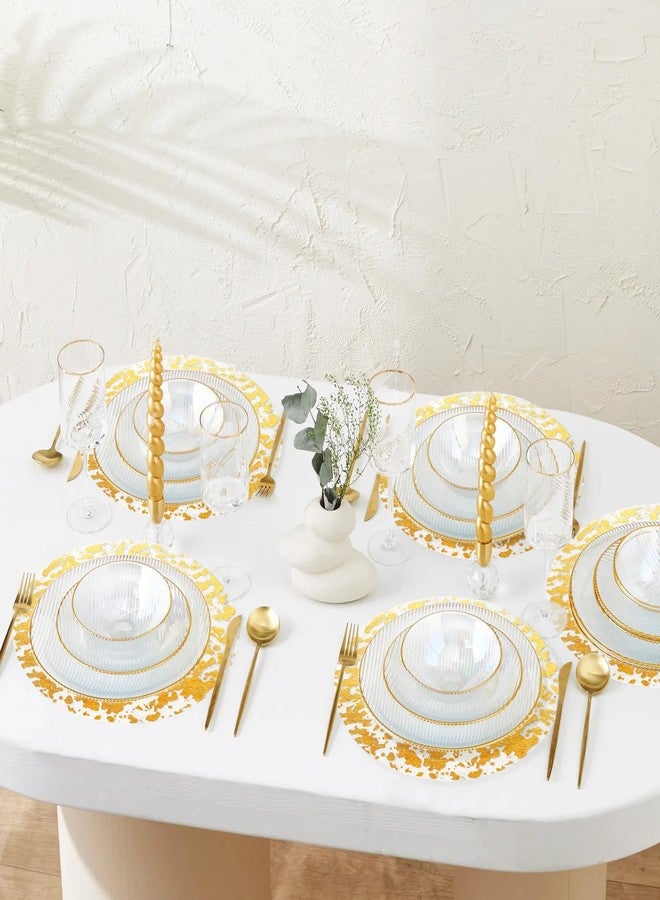 KesaPlan 100 PCS Disposable Gold Placemats Set, 13" Metallic Round Doilies for Tables, Gold Foil Mesh Pressed String Table Mats, Thin Mesh Decorative Doilies for Wedding, Holiday, Party, Christmas - Image 4