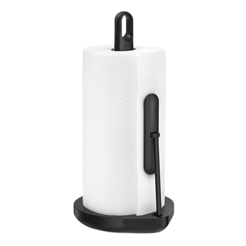 simplehuman Tension Arm Standing Paper Towel Holder, Heavy-Duty, Easy One-Handed Tear, Kitchen Countertop, Black Stainless Steel - Image 1