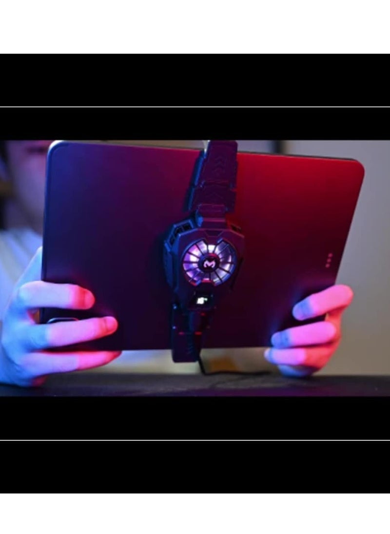 Gravity MEMO DL05 Tablet Gaming Cooler iPad Tablet Radiator Semiconductor Gaming Cooling Fan Tablet Cooler With RGB Light For Gamer Digital Display Heatsink Semiconductor Black - Image 3