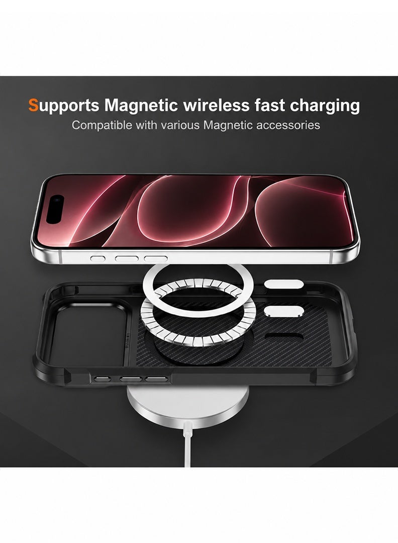 Case Up MagSafe Compatible Case for iPhone 18 Pro Max/ 17 Pro Max, Carbon Fiber Texture Shockproof Protective Cover, Mil Grade Drop Protection, Slim Hybrid TPU Bumper, Raised Camera & Screen Protection, Anti-Scratch Black - Image 4