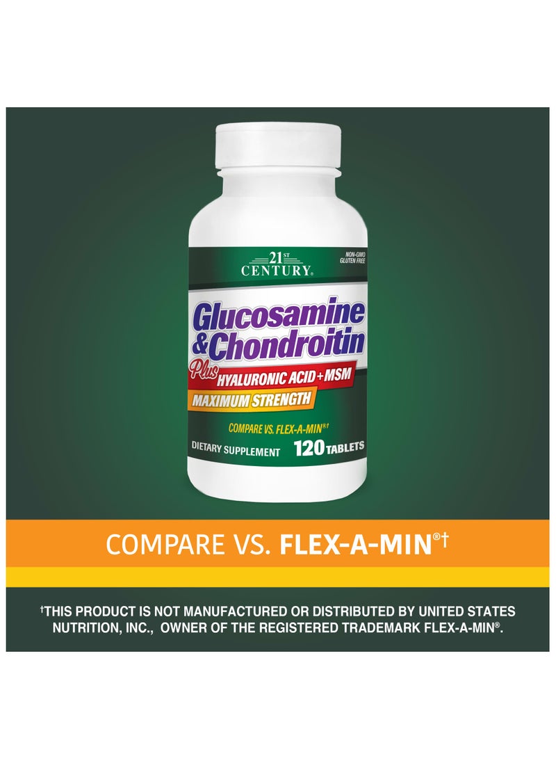 21st Century Glucosamine & Chondroitin Plus Hyaluronic Acid + MSM 120 Tablets  - Image 2