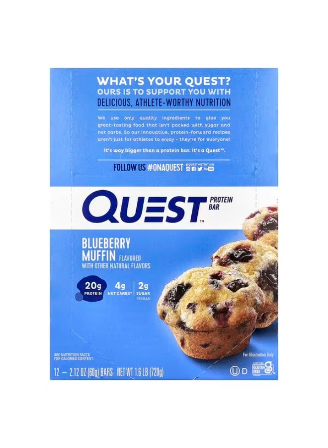 Quest Nutrition، بار بروتين، كعكة التوت الأزرق، 12 بارًا، 2.12 أونصة (60 جم) لكل بار