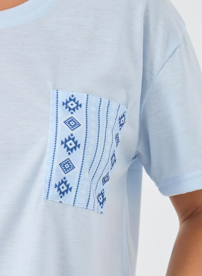 Styli Styli Women Aztec Print Pocket Detail T-Shirt and Pyjama Set