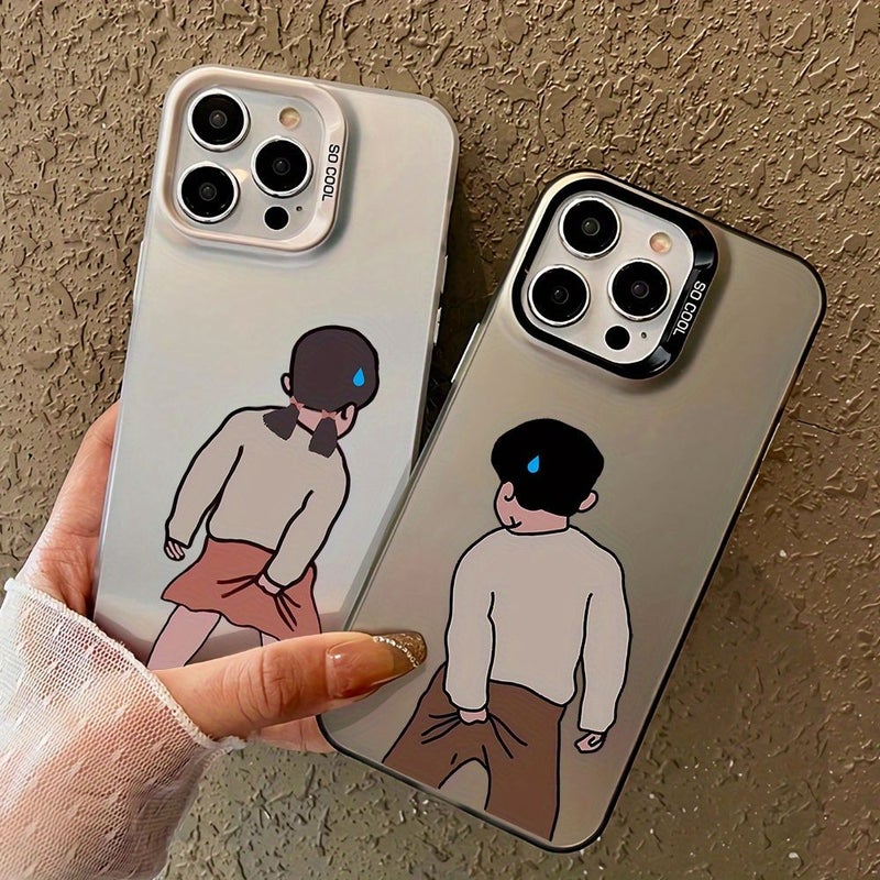 غلاف هاتف مضحك للثنائي بوجه مبتسم، لون مختلط، واحد لـ iPhone 15 Pro - Image 2