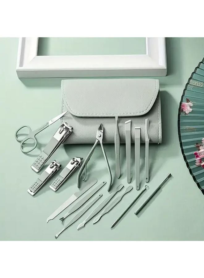 Premium Purple 16pcs Nail Pedicure Set Clippers Scissors Ear Scoop Travel Essentials - Image 2