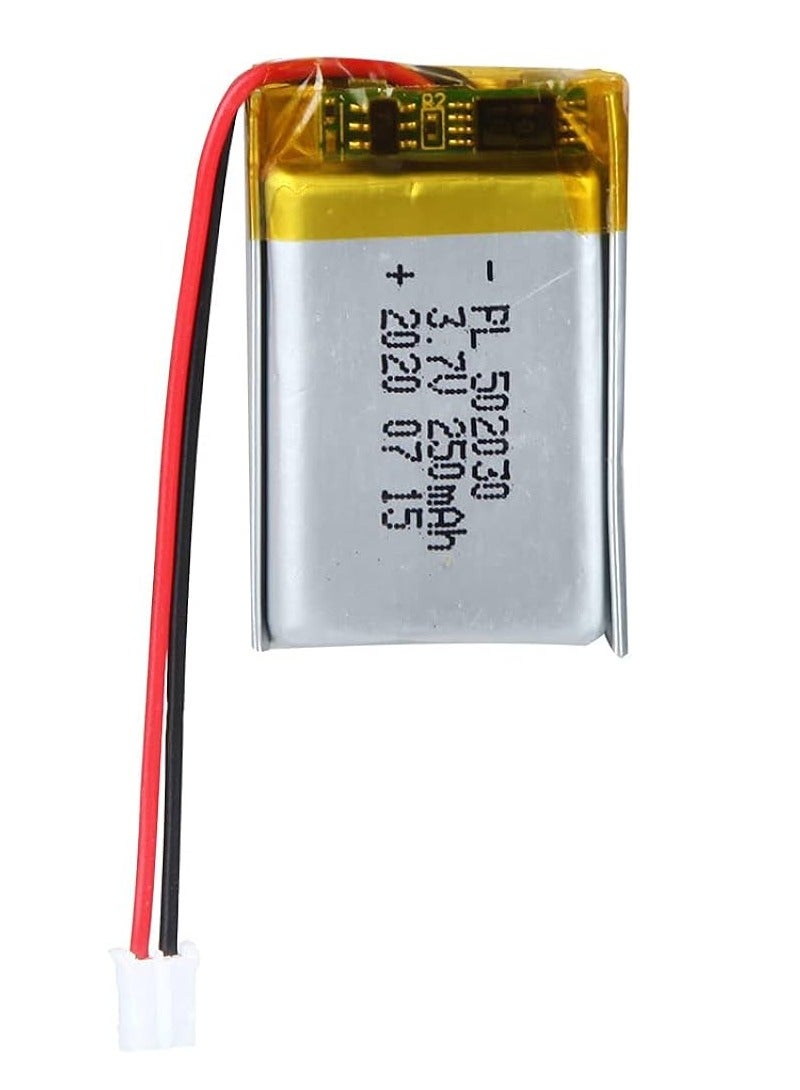 3.7V 250mAh 502030 Lipo Battery Rechargeable Lithium Polymer ion Battery Pack Replacement Batteries with PH2.0 2Pin JST Connector 