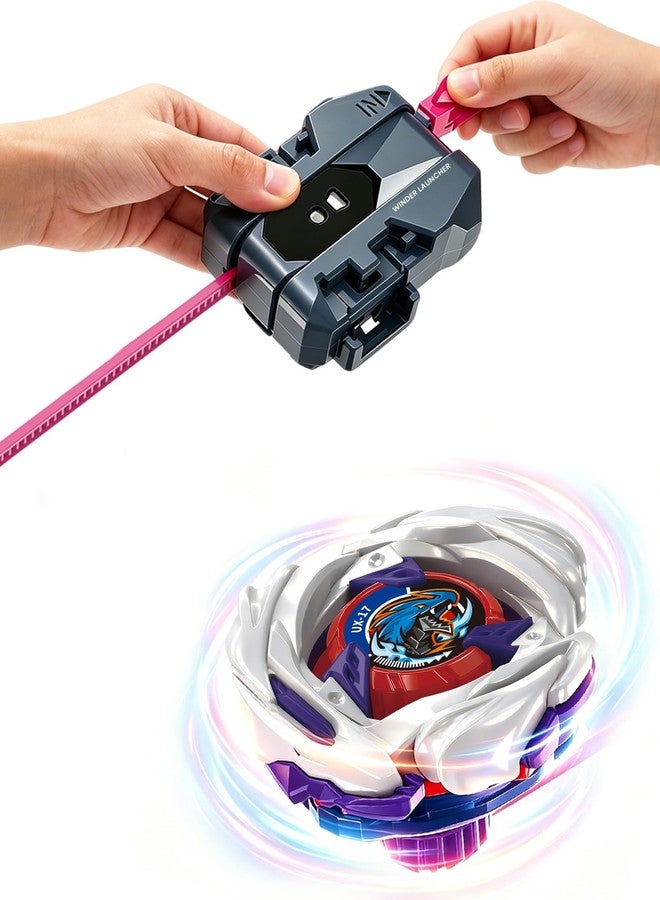 Desamvap UX-17 X Meteo Dragoon 3-70J Starter Left Spin Winder Launcher with Attack Type Top, Kids Toys Birthday Gift Ideal for 6+ Years - Image 1