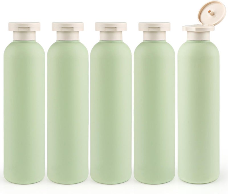 Cositina 5 Pcs 260ml/8.8oz Squeeze Bottles Plastic Travel Lotion Bottles Refillable Containers with Flip Cap for Toiletries Creams Lotion Shampoo Conditioner