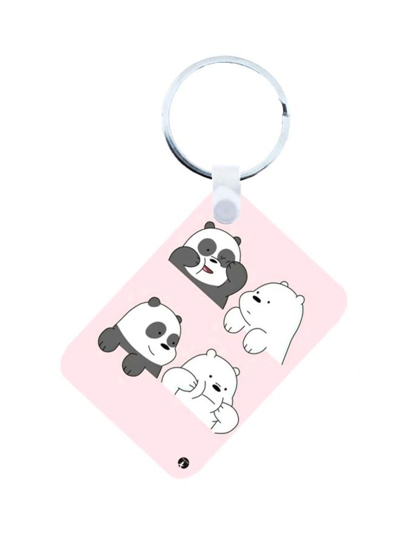 RKN Bear Printed Keychain Pink/White/Grey