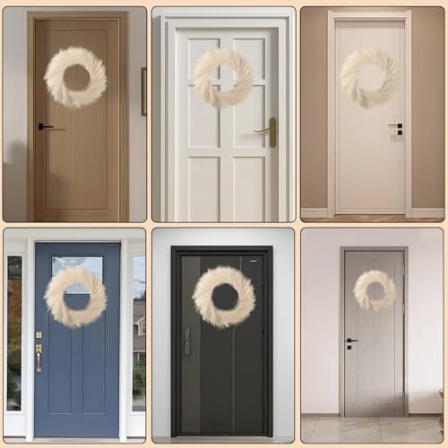 BSOKEIXD 27” Beige Pampas Grass Wreath for All Seasons ，for Front Door, Porch, Window，for DIY Arrangement Farmhouse Beach Boho Table Centerpieces Bathroom Bedroom Decor Fall - Image 3