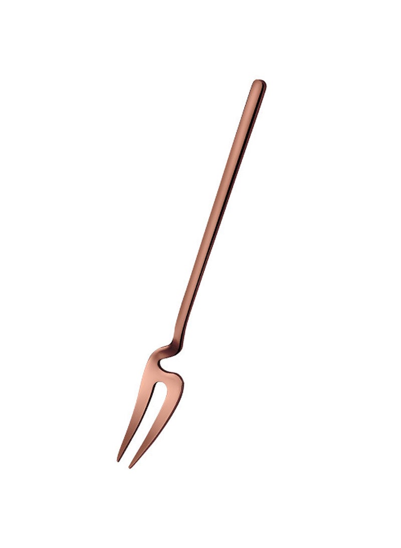 6-Piece Mirror Polishing Stainless Steel Fruit Fork Set Rose Gold 14.3cm - Image 2
