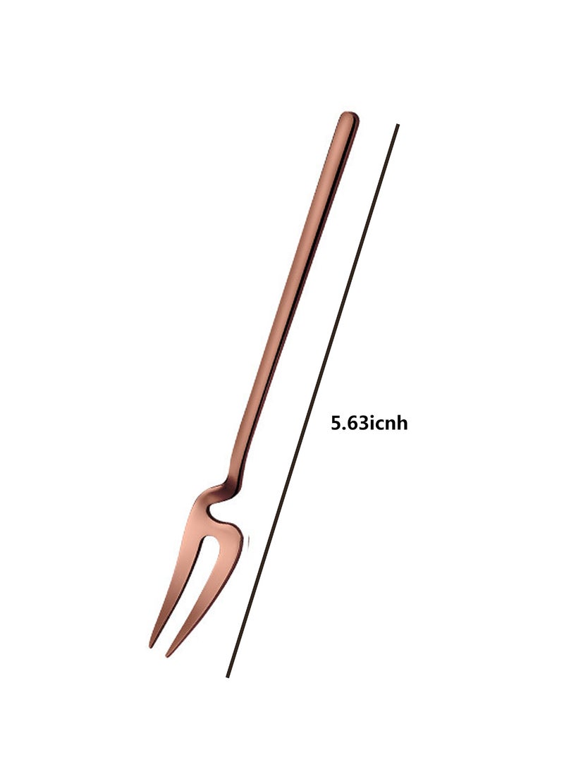 6-Piece Mirror Polishing Stainless Steel Fruit Fork Set Rose Gold 14.3cm - Image 3