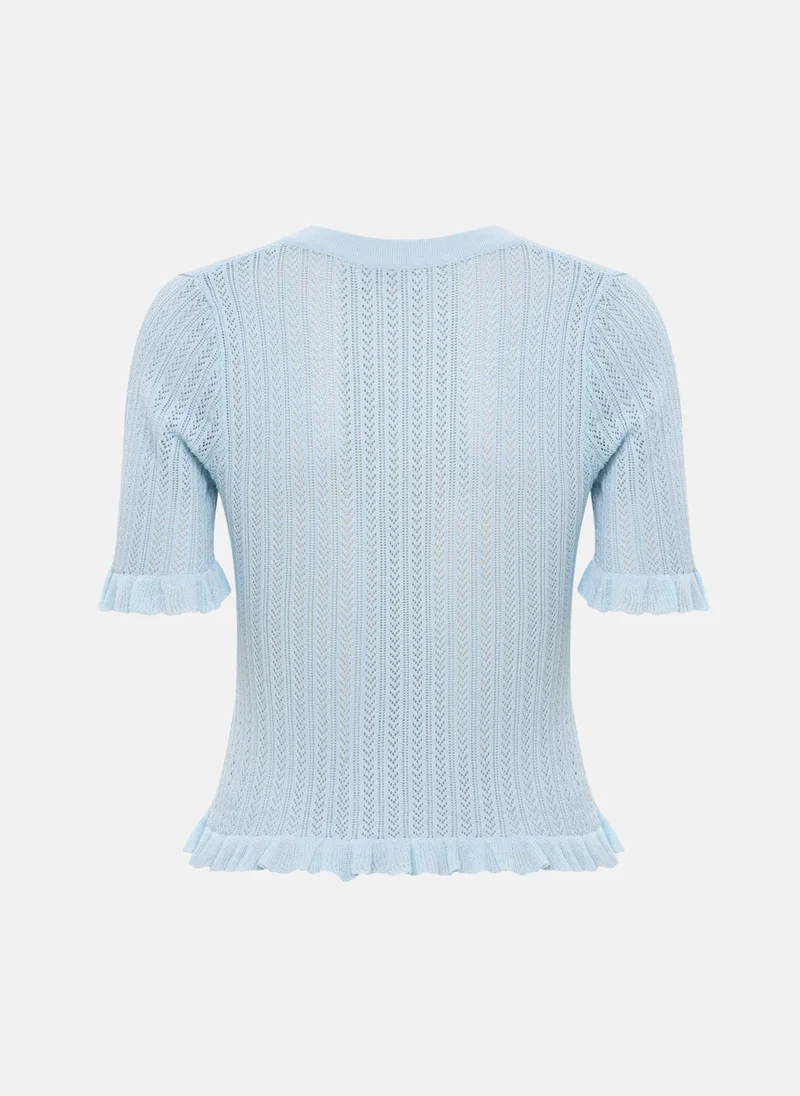 Lichi  Openwork jersey top with short sleeves for Women | Best Price UAE