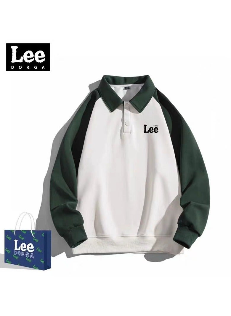 LEE New Loose Casual Long Sleeved Polo Shirt With Contrasting Colors  - Image 1