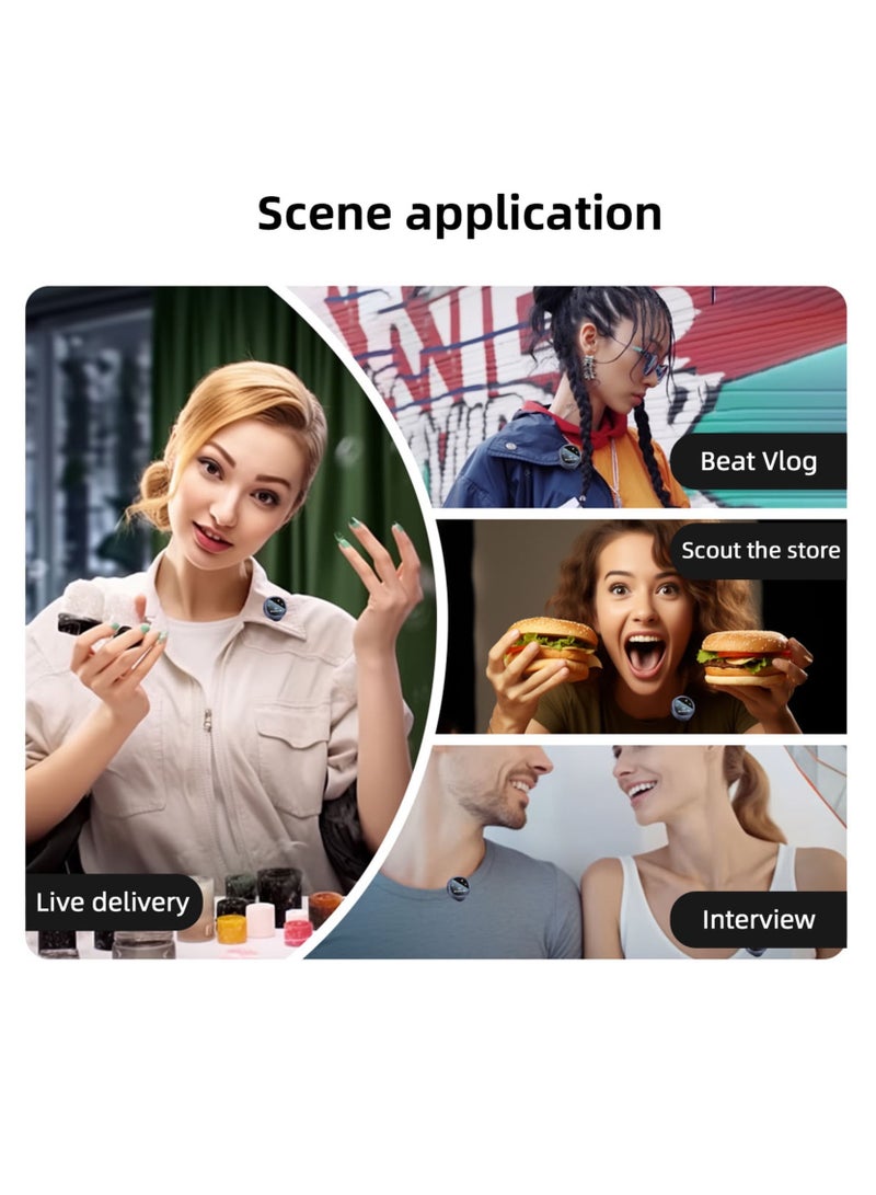 ميكروفون لافاليير لاسلكي احترافي مع علبة شحن، قطعتان من ميكروفون إلغاء الضوضاء لاسلكي صغير، 4 أوضاع التقاط، عمر بطارية 60 ساعة، مناسب للمقابلات، مدونات الفيديو، البث (لايتنينج) - Image 3