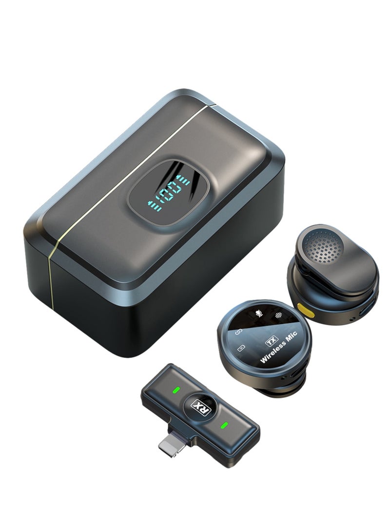 ميكروفون لافاليير لاسلكي احترافي مع علبة شحن، قطعتان من ميكروفون إلغاء الضوضاء لاسلكي صغير، 4 أوضاع التقاط، عمر بطارية 60 ساعة، مناسب للمقابلات، مدونات الفيديو، البث (لايتنينج) - Image 1