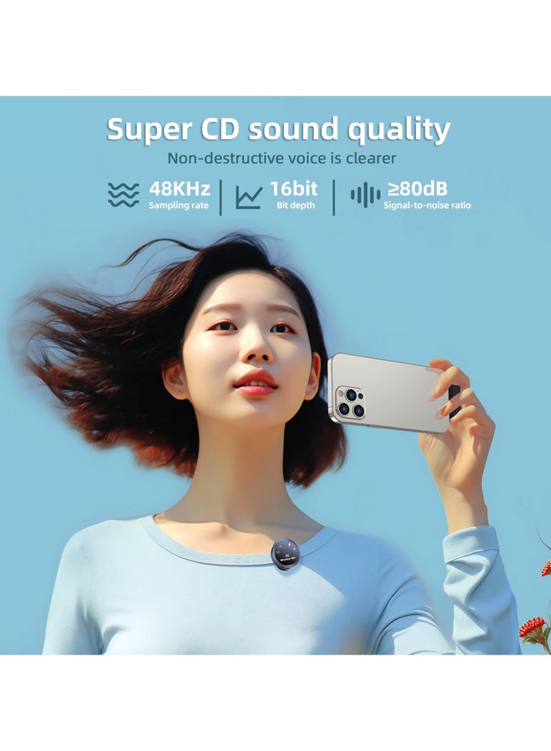 ميكروفون لافاليير لاسلكي احترافي مع علبة شحن، قطعتان من ميكروفون إلغاء الضوضاء لاسلكي صغير، 4 أوضاع التقاط، عمر بطارية 60 ساعة، مناسب للمقابلات، مدونات الفيديو، البث (لايتنينج) - Image 4