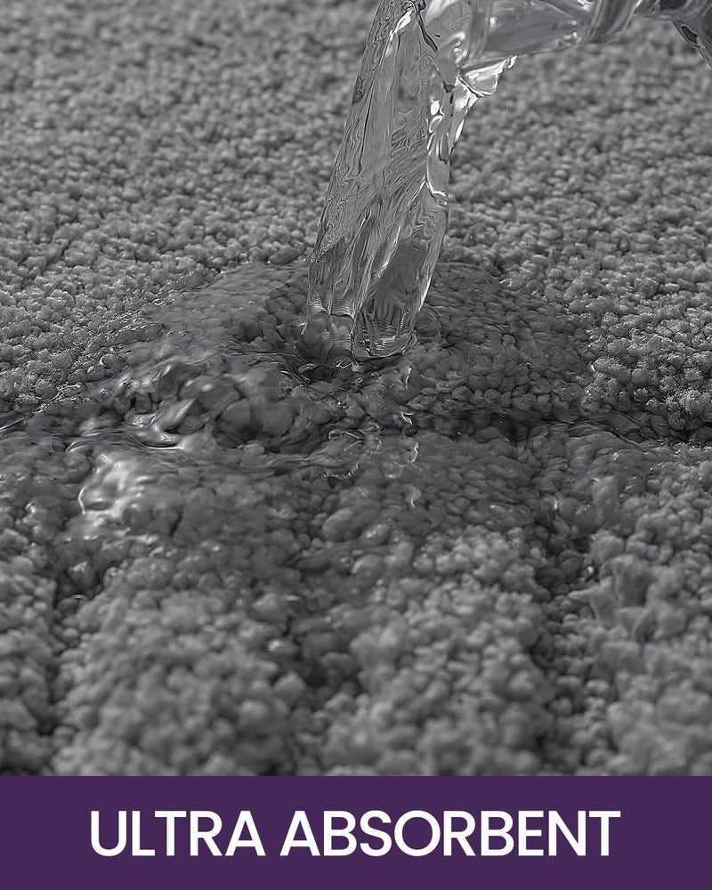 DEXI Bathroom Rugs 24""x36""  Non Slip Bath Mats for Bathroom Floor  Ultra Soft and Absorbent Bath Rug Shower Carpet  Machine Washable  Dark Grey - Image 3