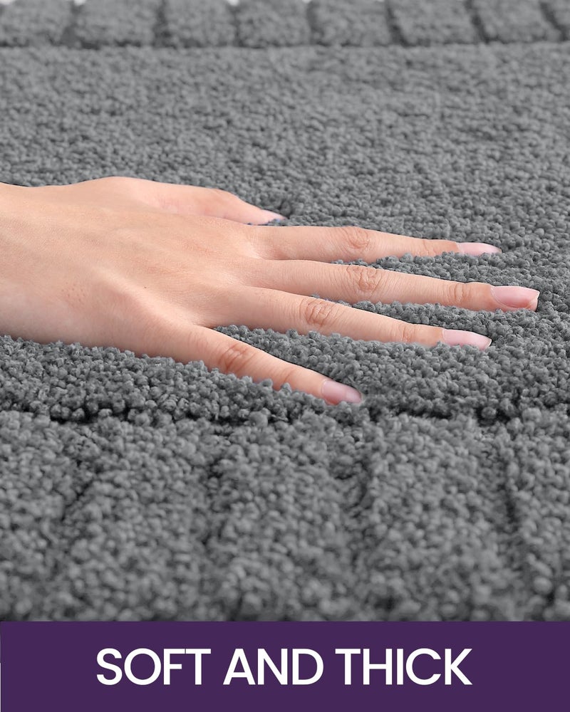 DEXI Bathroom Rugs 24""x36""  Non Slip Bath Mats for Bathroom Floor  Ultra Soft and Absorbent Bath Rug Shower Carpet  Machine Washable  Dark Grey - Image 2