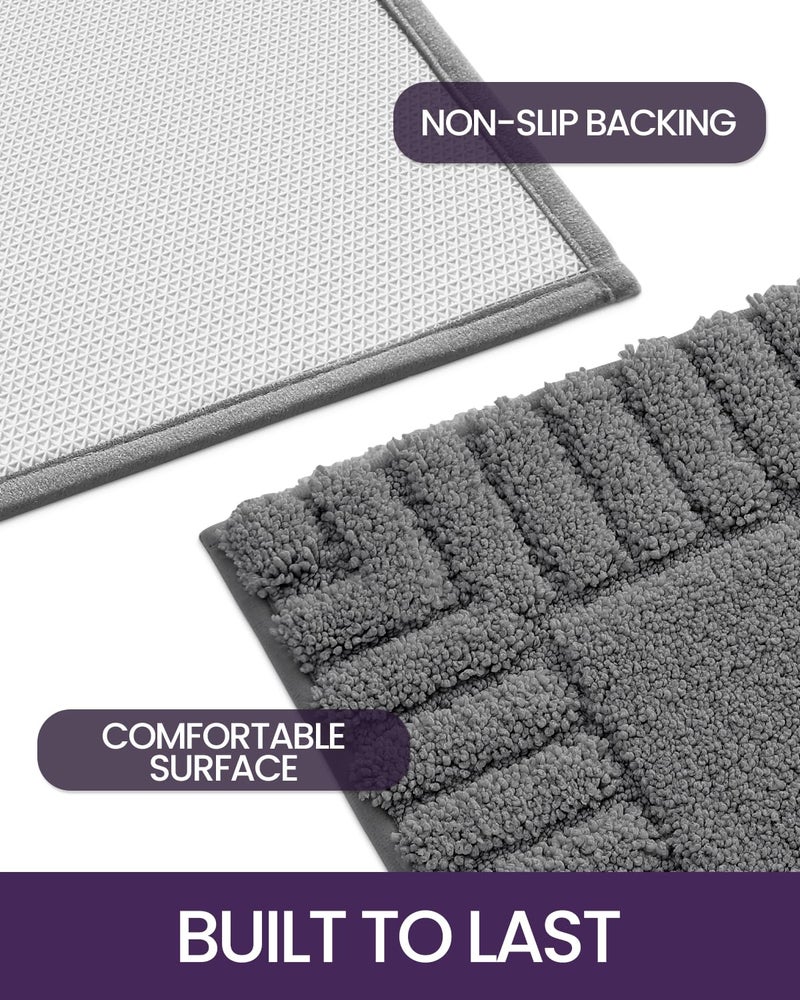 DEXI Bathroom Rugs 24""x36""  Non Slip Bath Mats for Bathroom Floor  Ultra Soft and Absorbent Bath Rug Shower Carpet  Machine Washable  Dark Grey - Image 4
