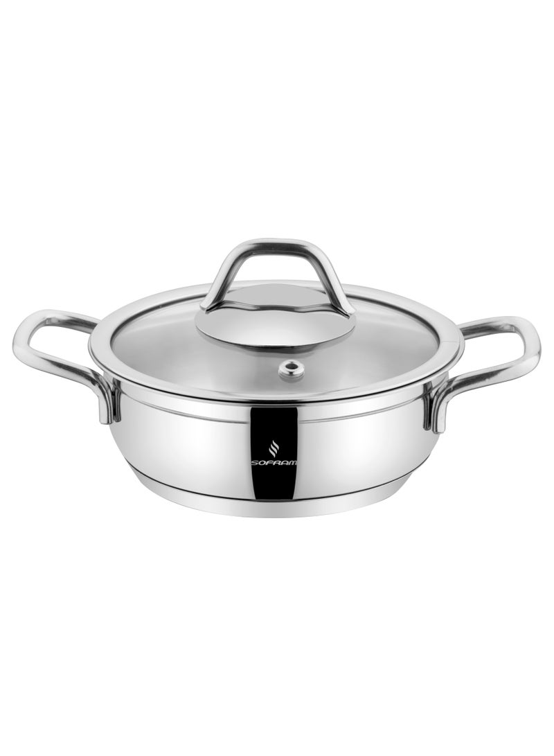 سوفرام قدر طبخ منخفض سوفرام استيل تركي غطاء زجاج مقاس 16 سم - Image 2