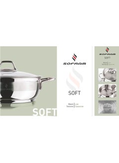 Sofram Sofram steel low pot size 16 cm with glass lid  - Image 4