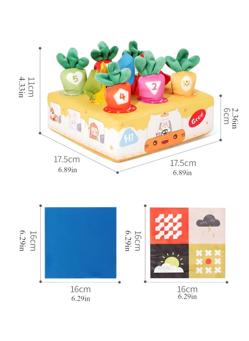 Hihonor 2 in1 Baby Tissue Box Toy with Carrot Pulling and Extract tissue paper - Includes 6 Carrots, 4 Ultra-soft Tissues, and 2 Crinkle Papers - Encourages Sensory Development, Hand-eye Coordination (Dinosaur) - Image 3