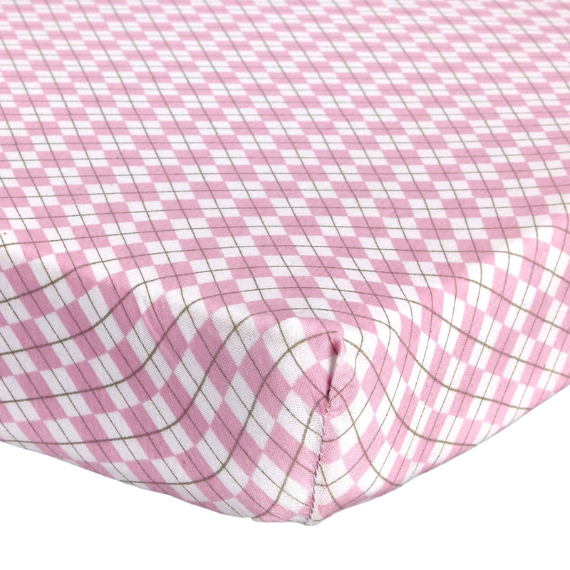 Abstract Baby Argyle Print Fitted Crib Sheet 24 x 38 Pink