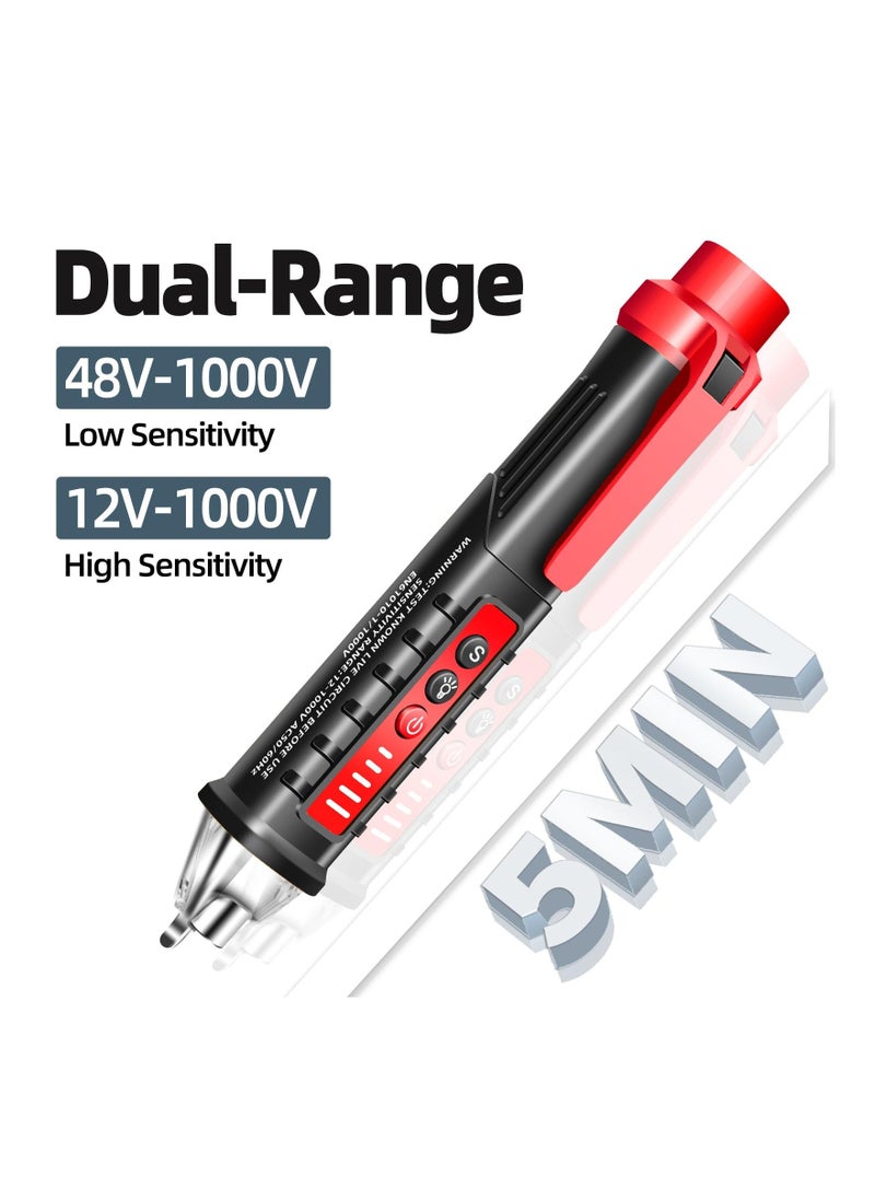 Non Contact Voltage Tester, with Range Ac Voltage 12v-1000v, Live/Null Wire Electrical Tools with Lcd Display, Flashlight, Pocket-Sized Pen Dector, Buzzer Alarm, Wire Breakpoint Finder(1 Pack)  - Image 3