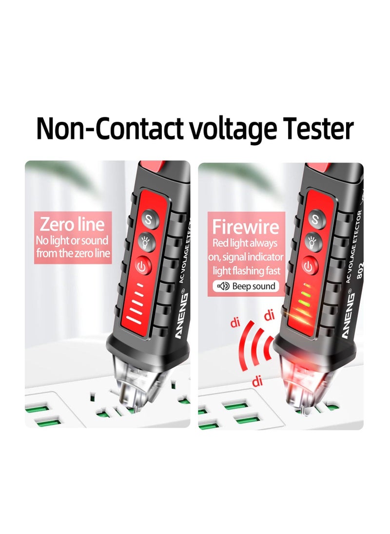 Non Contact Voltage Tester, with Range Ac Voltage 12v-1000v, Live/Null Wire Electrical Tools with Lcd Display, Flashlight, Pocket-Sized Pen Dector, Buzzer Alarm, Wire Breakpoint Finder(1 Pack)  - Image 2