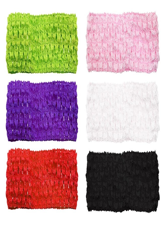 PPhtony 80s Crochet Headbands 6Pcs Colorful Retro Stretch Knitted Hair Bands Accessories for Women Girls Teens Halloween Dress Up Party Costume (Mixed Color) - Image 1