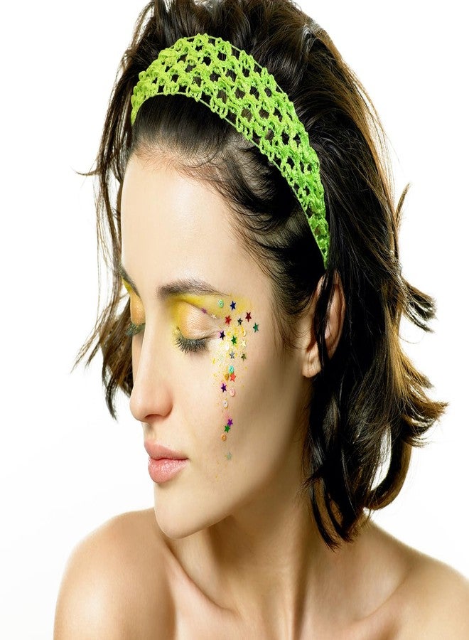 PPhtony 80s Crochet Headbands 6Pcs Colorful Retro Stretch Knitted Hair Bands Accessories for Women Girls Teens Halloween Dress Up Party Costume (Mixed Color) - Image 3