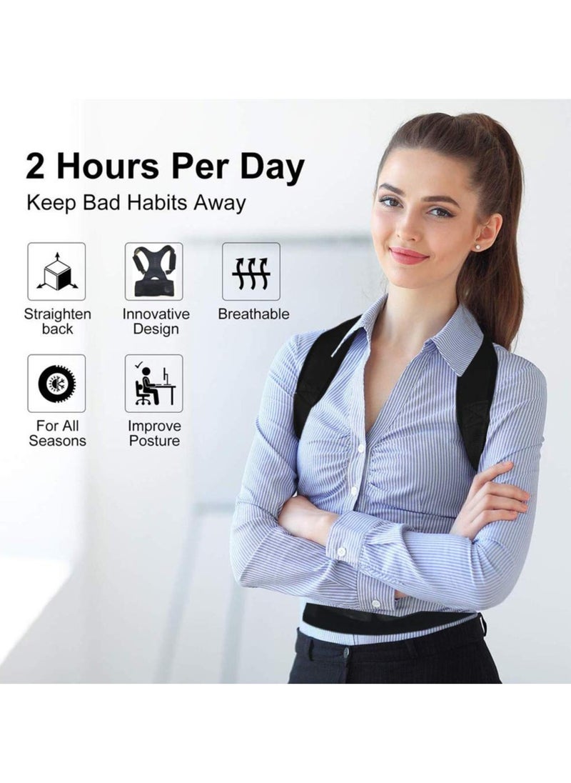 BTFMEI Thoracic Back Brace Posture Corrector - Magnetic Support for Neck Shoulder Upper and Lower Back Pain Relief - Perfect Posture Brace for Cervical Lumbar Spine - Fully Adjustable Belt (Black, XL)  - Image 4