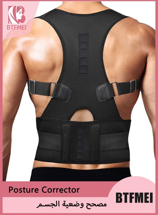 بتفمي حزام تصحيح الظهر XL – دعامة ظهر قابلة للتعديل للرجال والنساء، لتخفيف آلام الرقبة والكتفين وأعلى وأسفل الظهر – حزام داعم ومشد للظهر لتقويم العمود الفقري والحدبة والجنف - Image 1