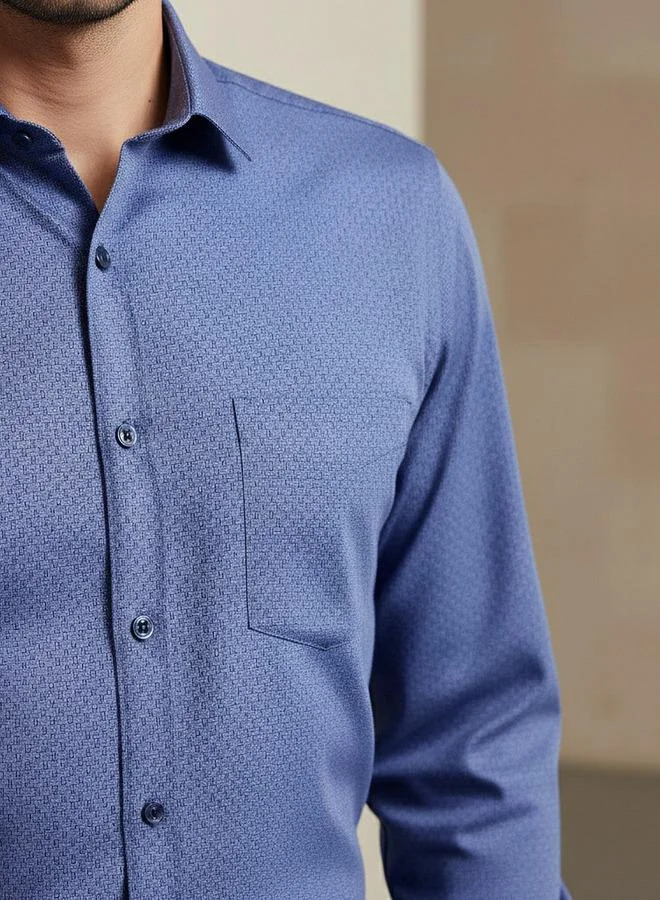 Splash FAV Men Slim Fit Collared Textured Long Sleeves Shirt
