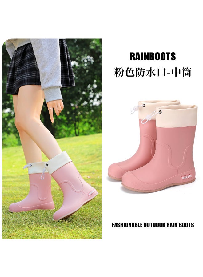 Women's Rain Boots For Commuting, Waterproof Rain Boots, Fashionable Outerwear Mid-calf Overshoes, Women's Non-slip Soft-soled Wear-resistant Rubber Shoes