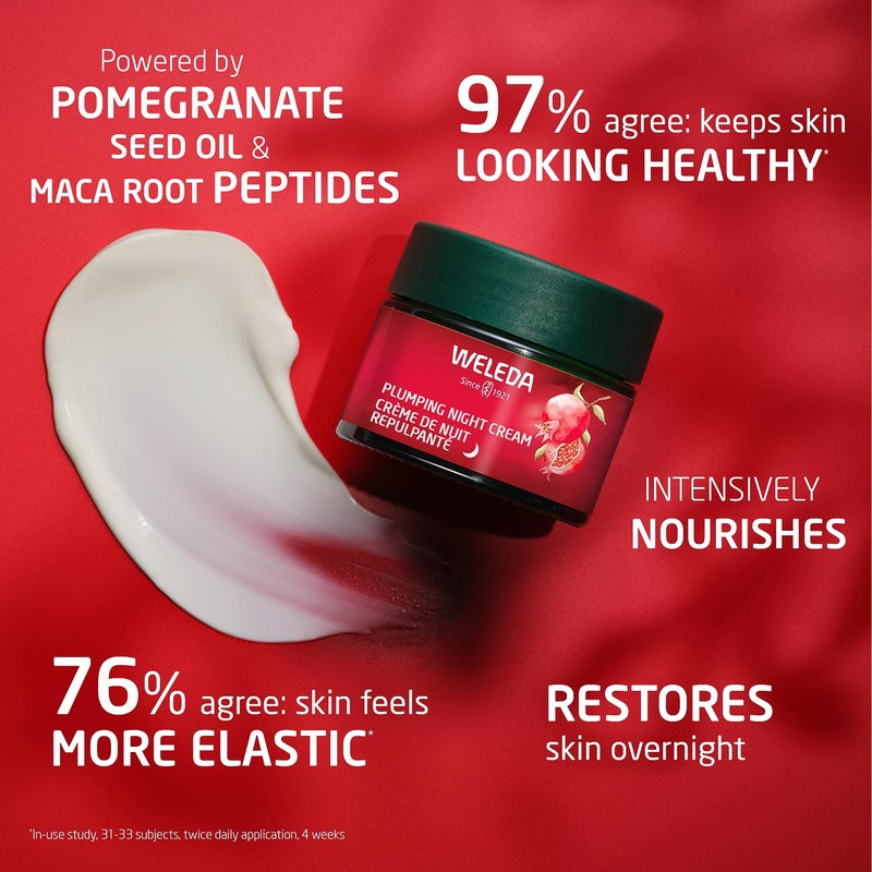 Weleda Face Care Plumping Night Cream, Plant Rich Moisturizer with Pomegranate and Maca Root Peptides - Image 2