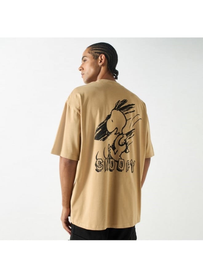 SP Characters Snoopy Dog Print Crew Neck T-shirt with Short Sleeves  - Image 2
