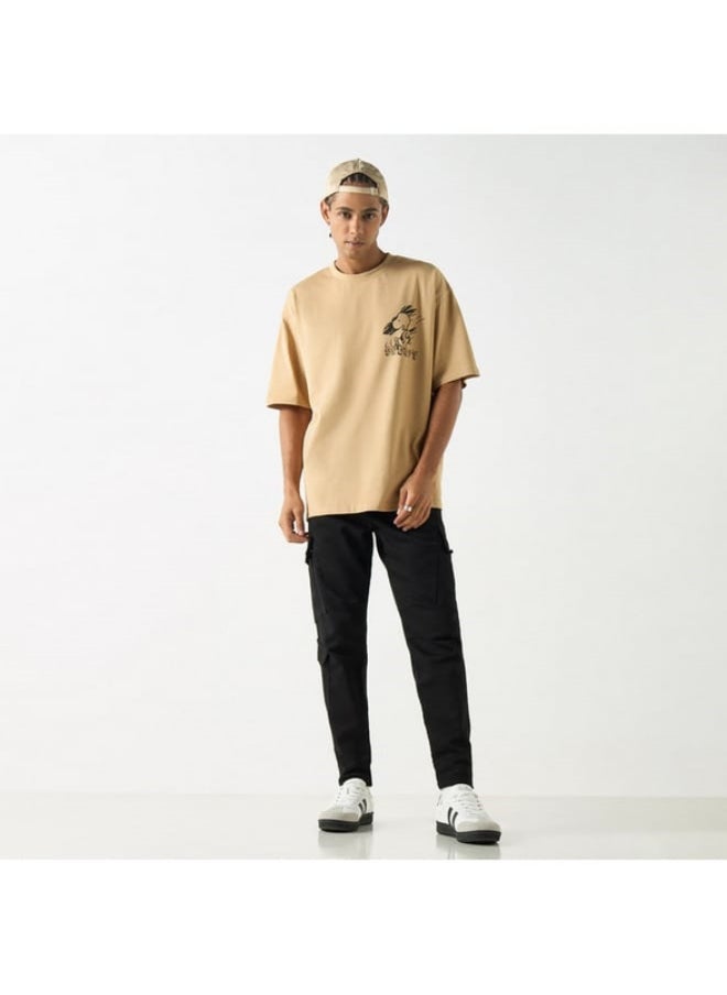 SP Characters Snoopy Dog Print Crew Neck T-shirt with Short Sleeves  - Image 3