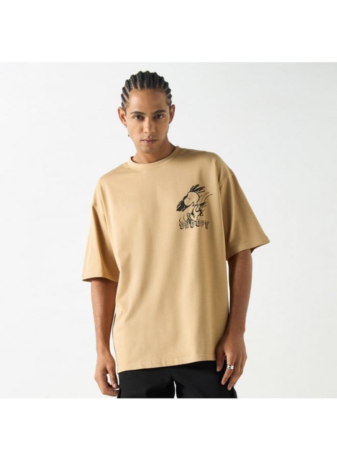 SP Characters Snoopy Dog Print Crew Neck T-shirt with Short Sleeves  - Image 4