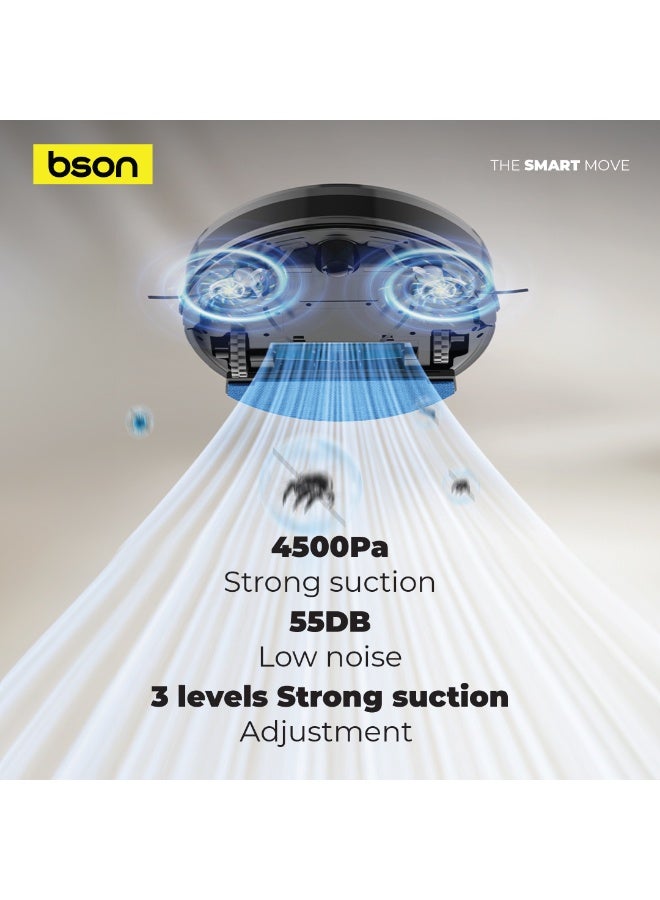 BSON Laser Intelligent Robot Vacuum Cleaner with 4500Pa Powerful Suction, 2 in 1 Robot Vacuum and Mop, Smart App Control, Automatic Charging Base, Voice Prompt, Smart Mapping for Home Cleaning Carpets - Image 5