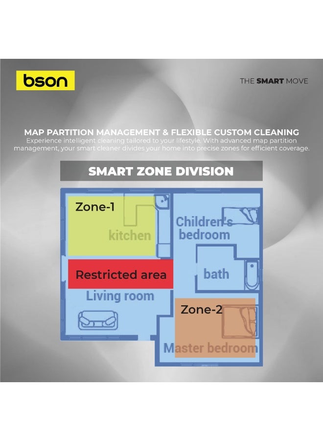 BSON Laser Intelligent Robot Vacuum Cleaner with 4500Pa Powerful Suction, 2 in 1 Robot Vacuum and Mop, Smart App Control, Automatic Charging Base, Voice Prompt, Smart Mapping for Home Cleaning Carpets - Image 3