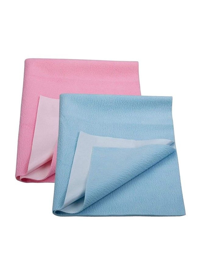 MOM'S HOME Moms Home Mattress Protector Waterproof Dry Sheet For Baby ; 03 Months ; Pack Of 270X50 Cm ; Pink & Blue  - Image 2